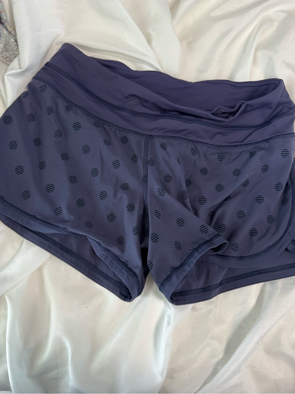 lululemon athletica Navy Blue Layered Athletic Shorts with Dot Print